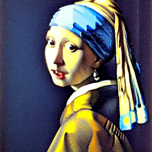 Image similar to johannes vermeer, cat with a pearl earring, 1 6 6 5