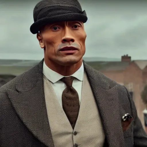 Image similar to Dwayne Johnson in Peaky Blinders very detail 4K quality super realistic