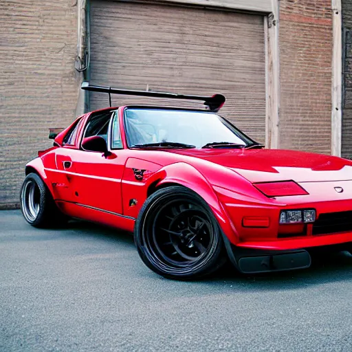 Prompt: red 2022 Miata body widebody kit (((countach))) full view 135mm camera uncropped