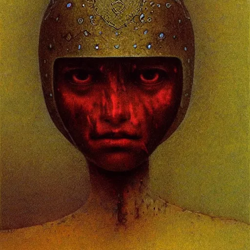 Prompt: portrait of knight girl by Beksinski