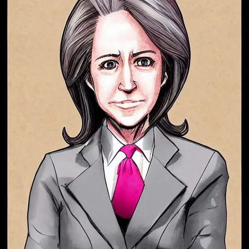 Image similar to female joe biden in anime style, high detail, anatomically correct,