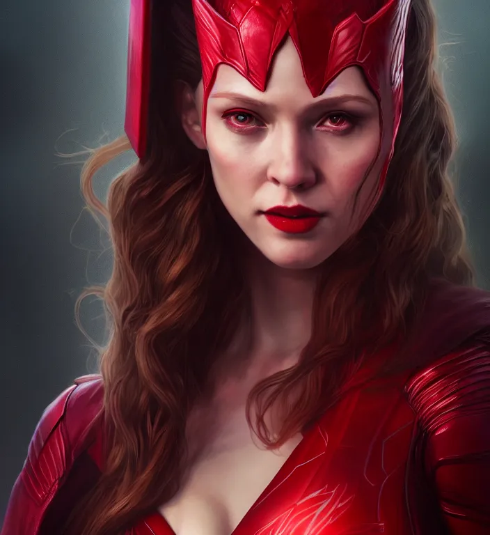 Prompt: Lucifer Morningstar as Scarlet Witch, portrait, full body, hyper detailed, digital art, trending in artstation, cinematic lighting, studio quality, smooth render, unreal engine 5 rendered, octane rendered, art style by klimt and nixeu and ian sprigger and wlop and krenz cushart