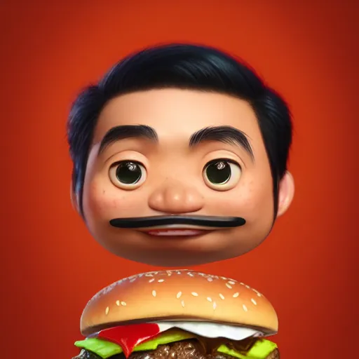 Prompt: an epic chibi comic book style portrait painting of che guivera as a cheeseburger, character design by mark ryden and pixar and hayao miyazaki, unreal 5, daz, hyperrealistic, octane render, cosplay, dynamic lighting, intricate detail, harvest fall vibrancy, cinematic