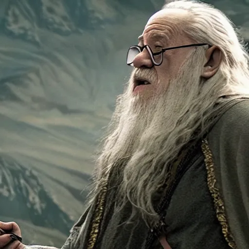 Image similar to danny devito starring as gandalf the white in the 2 0 2 4 lord of the rings movie, full body, hyper realistic, high quality, wide angle