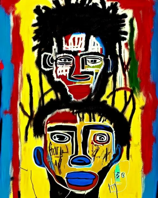 Image similar to stunning realistic portrait painting of a african warrior by jean - michel basquiat