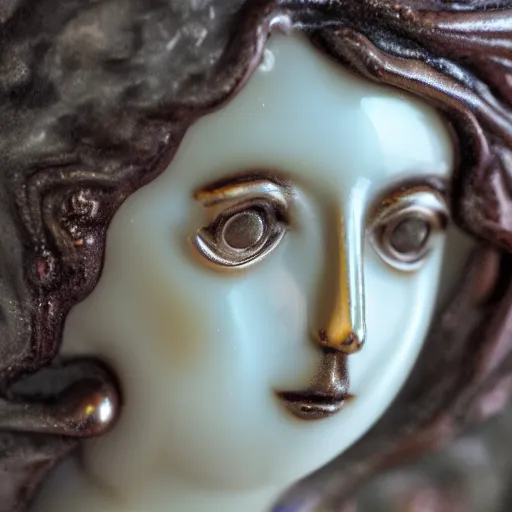 Image similar to girl made from mother of pearl 4 k close up