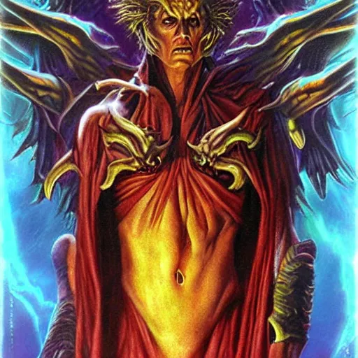 Image similar to belial, lord of the earth, airbrush art, drew struzan illustration art, key art, portrait