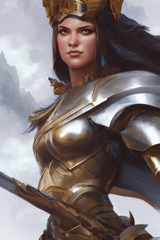 Image similar to amazon valkyrie athena, d & d, fantasy, portrait, highly detailed, headshot, digital painting, trending on artstation, concept art, sharp focus, illustration, art by artgerm and greg rutkowski and magali villeneuve