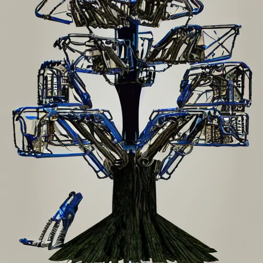 Image similar to blueprint of a robotic tree