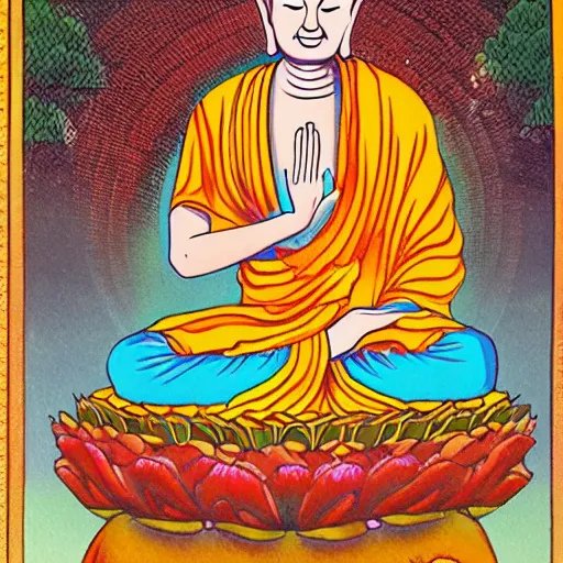 Prompt: buddha excitedly winning the lottery