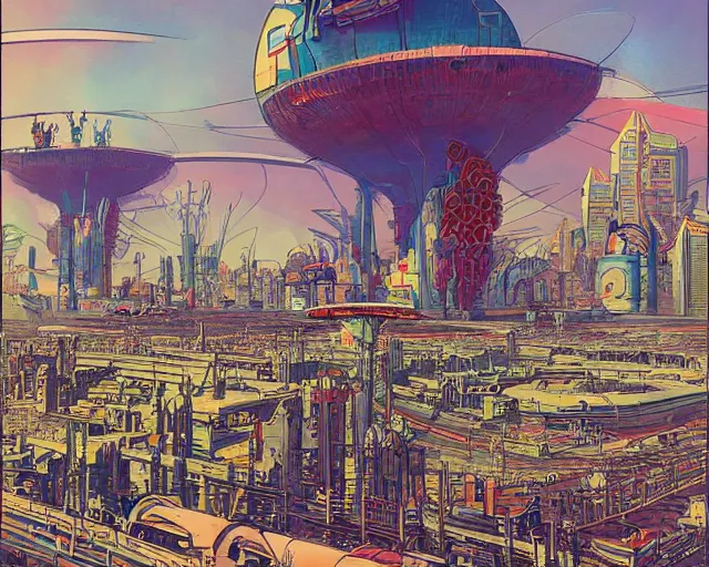 Prompt: atompunk / decopunk city in the style of jean giraud in the style of moebius trending on artstation deviantart pinterest detailed realistic hd 8 k high resolution