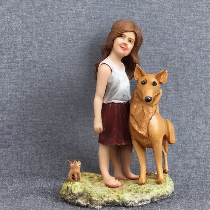 Prompt: 80mm resin detailed miniature of a Girl with a Dog, Product Introduction Photos, 4K, Full body,