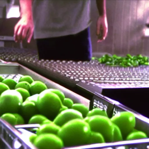 Prompt: film still of fresh produce making beats