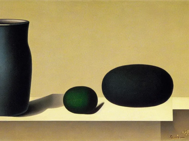 Image similar to common objects, painting by rene magritte, high detail, high resolution