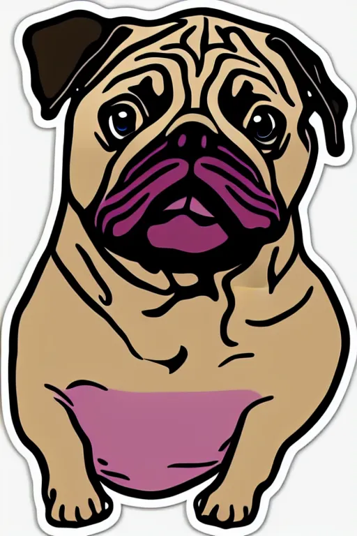 Image similar to Portrait of a pug as big as the world, sticker, colorful, illustration, highly detailed, simple, smooth and clean vector curves, no jagged lines, vector art, smooth