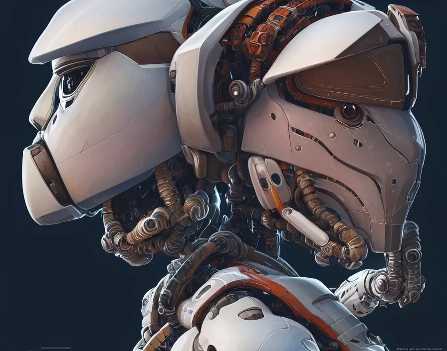 Image similar to symmetry!! portrait of a robot astronaut, floral! horizon zero dawn machine, intricate, elegant, highly detailed, digital painting, artstation, concept art, smooth, sharp focus, illustration, art by artgerm and greg rutkowski and alphonse mucha, 8 k