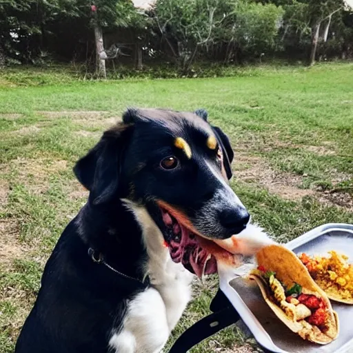 Image similar to a photo of a dog eating a taco