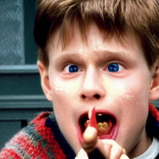 Image similar to Live Action Still of Jerma in Home Alone, real life, hyperrealistic, ultra realistic, realistic, highly detailed, epic, HD quality, 8k resolution, body and headshot, film still