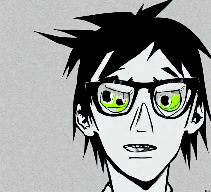 Image similar to a digital drawing of young neil cicierega in a emo / scene the gorillaz style, trending on pixiv, trending on deviantart