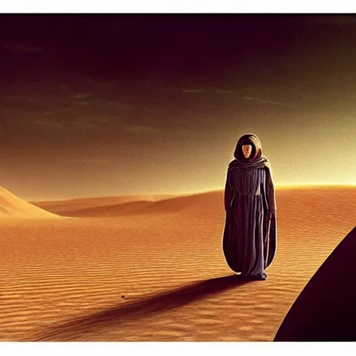 Image similar to colour aesthetic highly detailed photography scene arakis from dune ( 2 0 2 1 ) by alejandro hodorovski and denis villeneuve and gregory crewdson style characters with very highly detailed faces. with many details by andrei tarkovsky and caravaggio in sci - fi style. volumetric natural light hyperrealism photo on dsmc 3 system