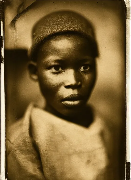 Image similar to dreamy close up portrait of a congolese, photo realistic, elegant, award winning photograph, parallax, cinematic lighting, ambrotype wet plate collodion by martin shuller, richard avedon dorothe lange and and shane balkowitsch