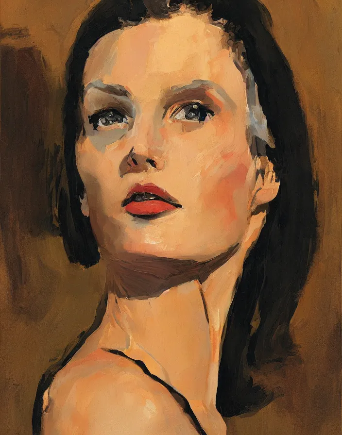 Prompt: painting watkiss john, face portrait of a woman