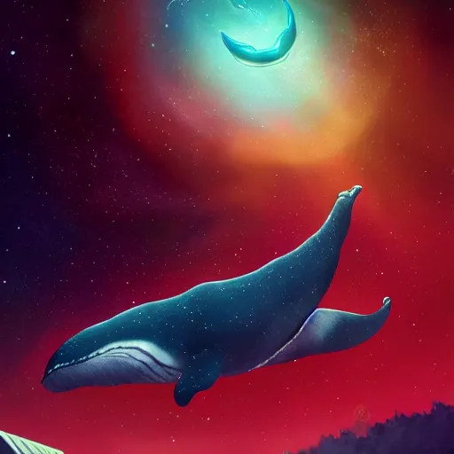 Prompt: a whale in the galaxy, artstation ,