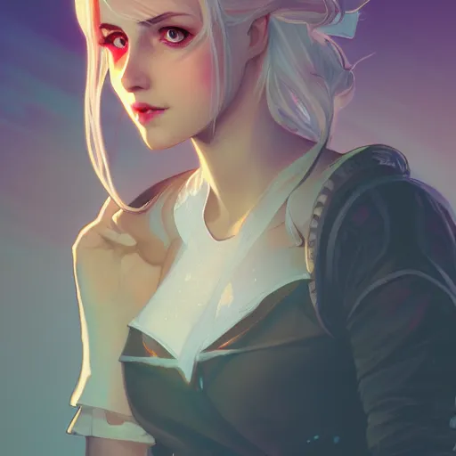 Image similar to Ciri, ambient lighting, 4k, alphonse mucha, lois van baarle, ilya kuvshinov, rossdraws, artstation