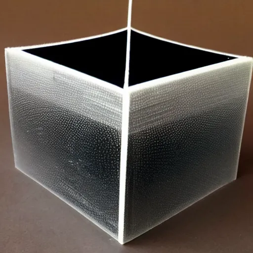 Image similar to a cube made of warping melting plastic