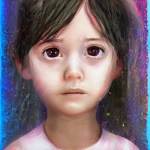 Image similar to a little girl struggling with her autism, digital art, featured on artstation,