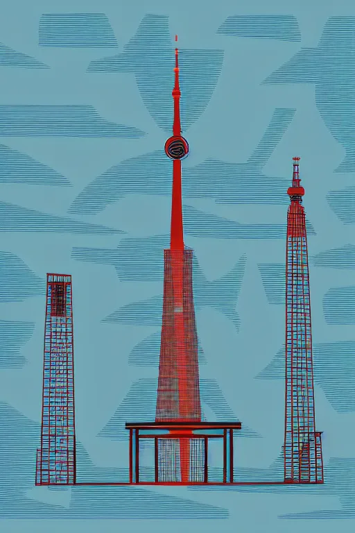 Prompt: minimalist boho style art of berlin television tower at sunrise, illustration, vector art