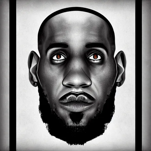 Image similar to a spooky, gothic portrait illustration of LeBron James