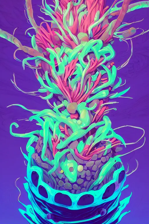 Image similar to roots cactus sushi cristal smurf ghost creature animal sushi cristal very big eye roots cactus elemental flush of force nature micro world fluo fishscale, behance hd by jesper ejsing, by rhads, makoto shinkai and lois van baarle, ilya kuvshinov, rossdraws radiating a glowing aura global illumination ray tracing hdr