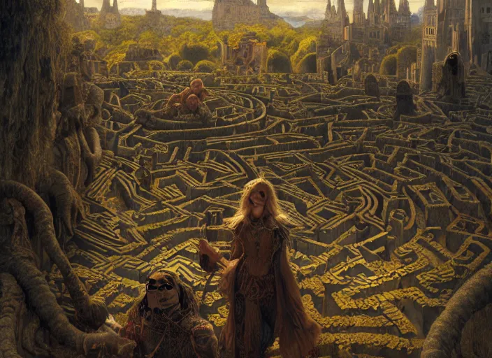 Prompt: jim henson's labyrinth an impossible maze filled with twisted turns a goblin city and a castle looming in the background by edgar maxence and caravaggio and michael whelan and delacroix style, artistic, intricate painting, cinematic lighting, hyper realistic, extremely detailed, establishing shot, 8 k resolution, dramatic lighting