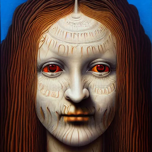 Image similar to monalisa by jacek yerka, alex gray, zdzisław beksiński, dariusz zawadzki, jeffrey smith and h.r. giger, oil on canvas, 8k highly professionally detailed, trending on artstation