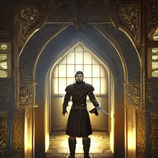 Prompt: the elder scrolls vi majestic gracious jarl portrait, stately throne room, painted, dark room, one point of light coming through the window, atmospheric lighting, painted, intricate, volumetric lighting, beautiful, golden hour, sharp focus, ultra detailed, by leesha hannigan, ross tran, thierry doizon, kai carpenter, ignacio fernandez rios