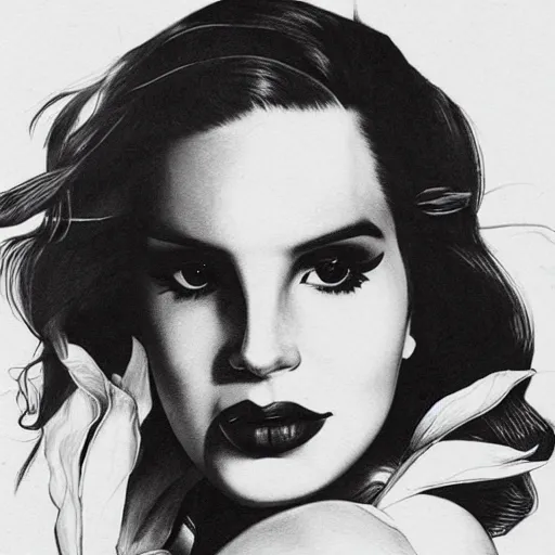 Image similar to Lana del rey tattoo design, photorealistic, dramatic