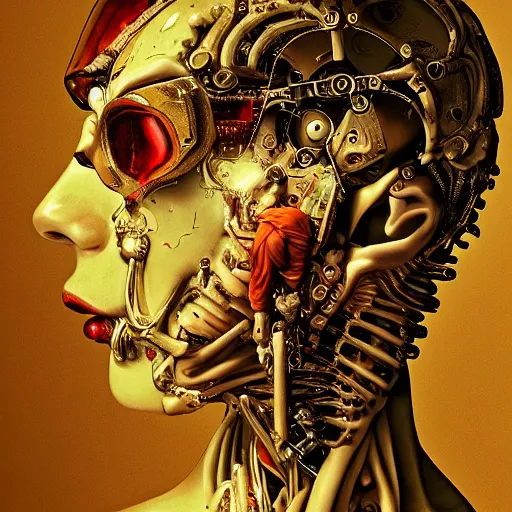 Image similar to the blasphemous caricature of the human body, cyborg, hyperealistic detailed photography, divinity, awful, religious art, cyberpunk