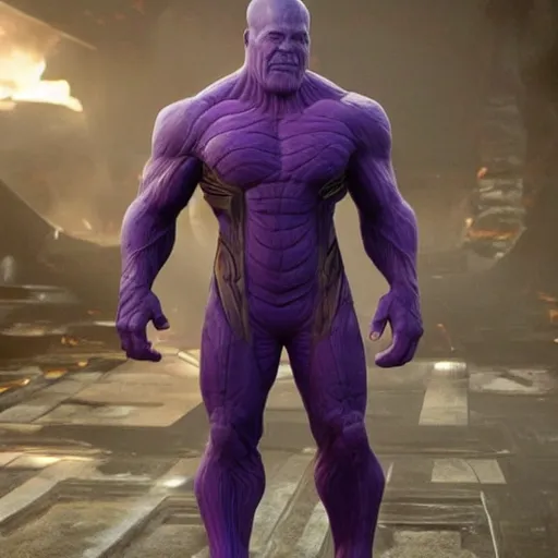 Image similar to thanos, purple skin, josh brolin, clerical clothes, full body shot, realistic, highly detailed