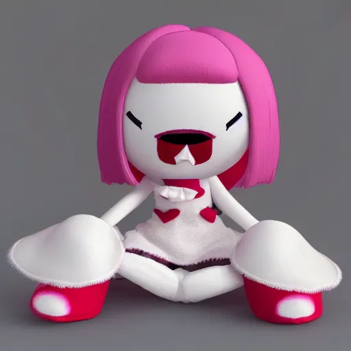 Image similar to cute fumo plush of a girl who is just about fed up with your shit, black and white and pink, vray