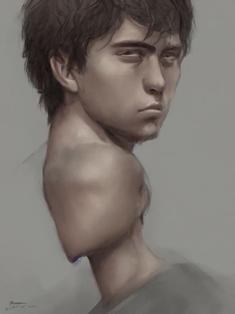 Image similar to beautiful sad boy portrait by Disney Concept Artists, blunt borders, rule of thirds