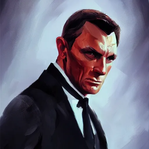 Image similar to concept art of james bond, cinematic shot, oil painting by jama jurabaev, extremely detailed, brush hard, artstation, high quality, brush stroke white background