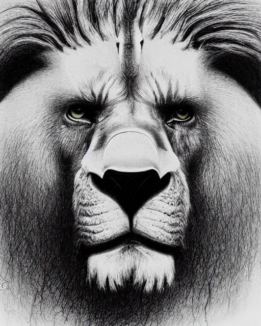 Realistic Drawing Lion Face in the Style of Michelangelo · Creative Fabrica
