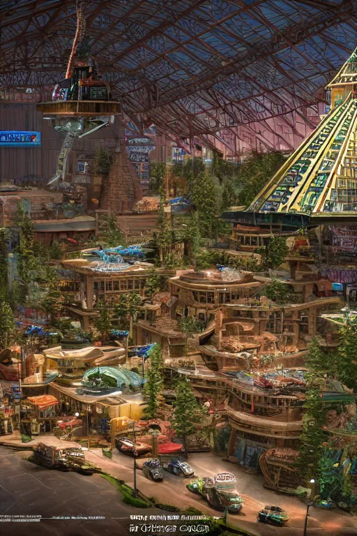 Prompt: Bass Pro Shop Pyramid on the planet cybertron, Transformers, long shot, cinematography by Wes Anderson, 4k octane render, intricate detail, photorealistic , cinematic lighting, Artstation