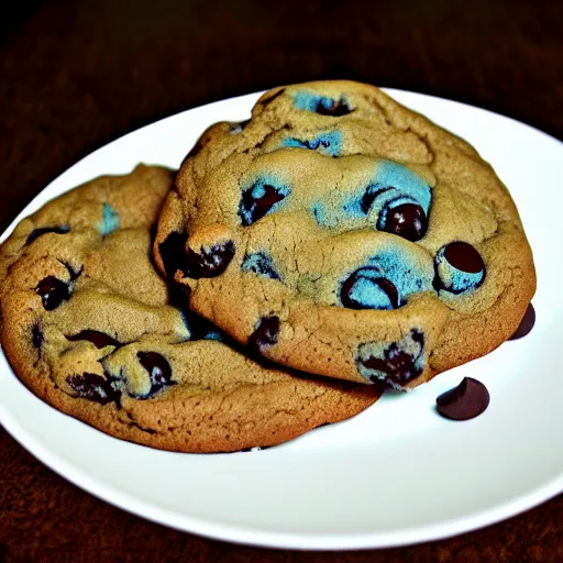 Prompt: blue ( chocolate chip cookie )