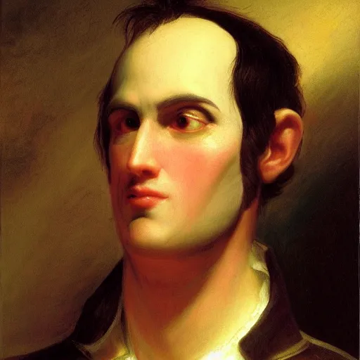 Prompt: the uncanny valley, portrait by thomas cole