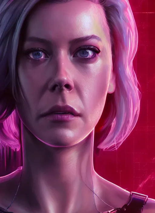 Prompt: portrait of Elizabeth Banks as a drug addicted character in Cyberpunk 2077, looking at camera, intricate, dystopian, sci-fi, extremely detailed, digital painting, artstation, concept art, smooth, sharp focus, illustration, intimidating lighting, incredible art by artgerm and greg rutkowski and alphonse mucha and simon stalenhag