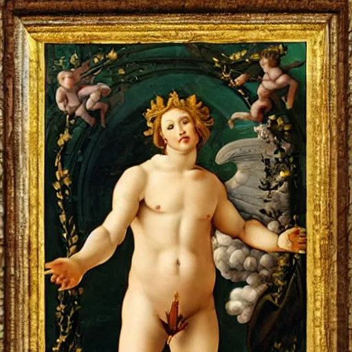 Image similar to benjamin netanyahu as cupid, baroque, rococo, by raphael and botticelli