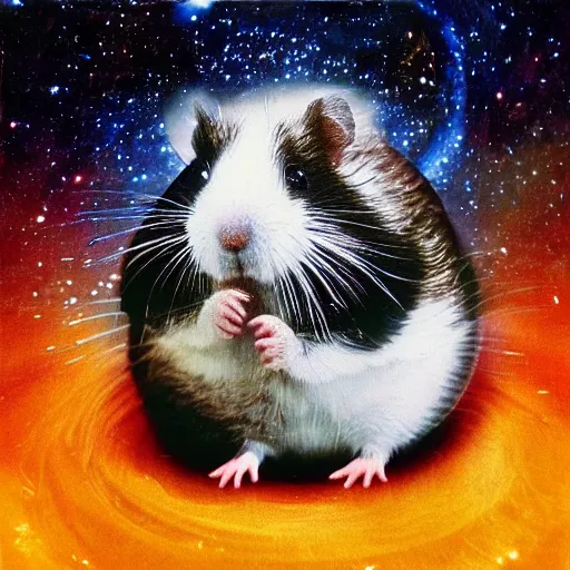 Prompt: the secret of the universe is a hamster, conceptual art, dreamcore