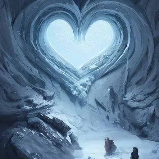 Image similar to a heart made of stone and ice,digital art,realistic,detailed,art by greg rutkowski